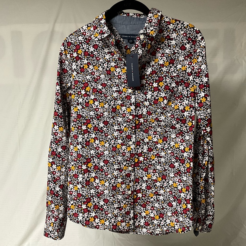 NWT Tommy Hilfiger Heritage‎ Women's Shirt Floral Button-Up XS J2XM6530